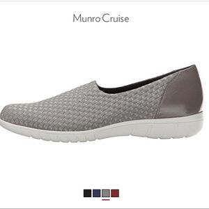 New Munro Cruise Woven Fabric & Leather Shoes New In Box Greige Made In USA 6.5N